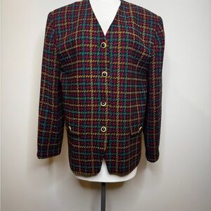 Vintage Koret Multicolor Plaid Blazer Women’s Size 14 Academia Preppy